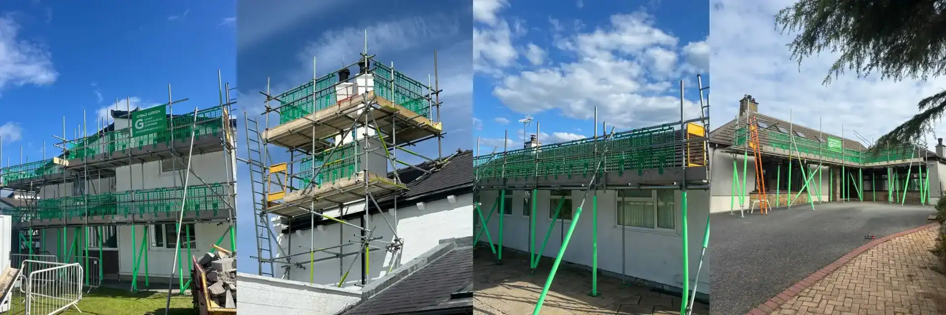 Domestic scaffolding around a bungalow in North Wales